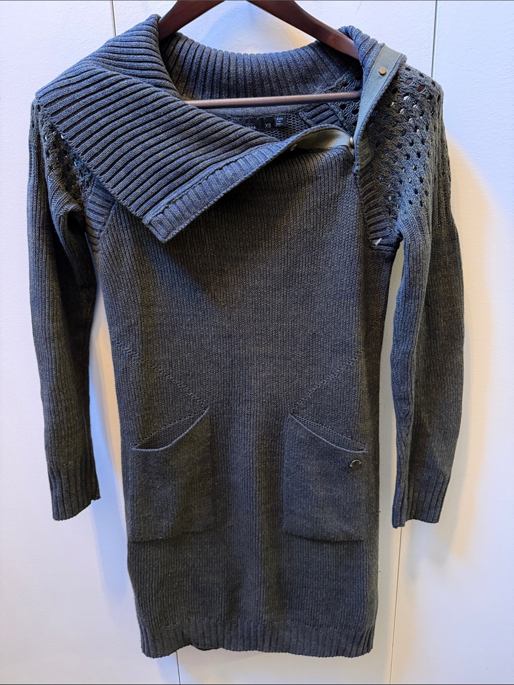 Prana Asymmetric Collar Knit Sweater Dress